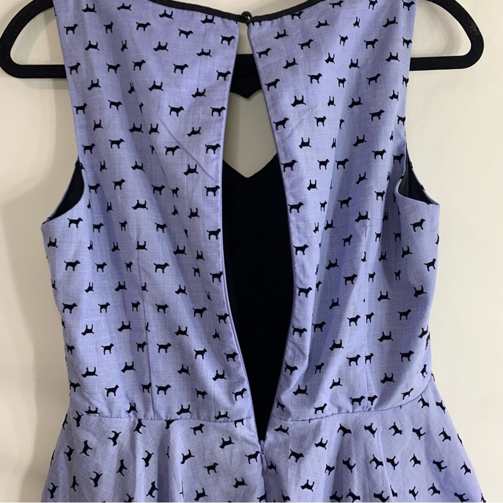 Ducks in a Row Purple Dog Print Heart Cutout Fit & Flare Dress, size S - Picture 12 of 14